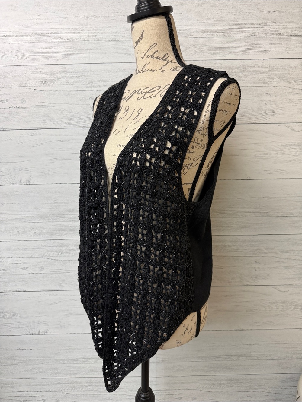 Adrienne Vittadini Collection Beaded Crochet Vest